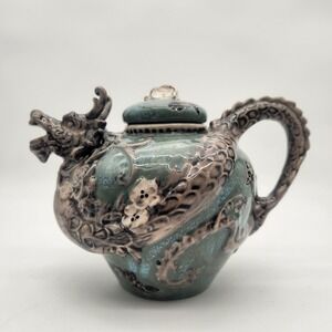 NWOT Heather Goldminc Blue Sky Clayworks‎ 2013 Green Dragon Teapot Dramatic